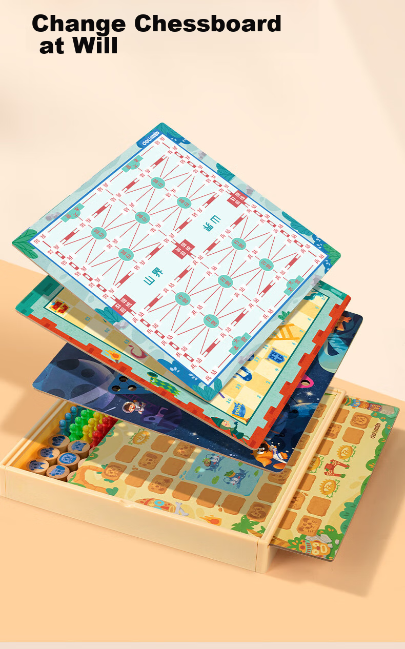 Deli Six-In Children's Game Set: Go, Chess, Checkers, Ludo, Battle Chess, Board Games, Camping Gift 7