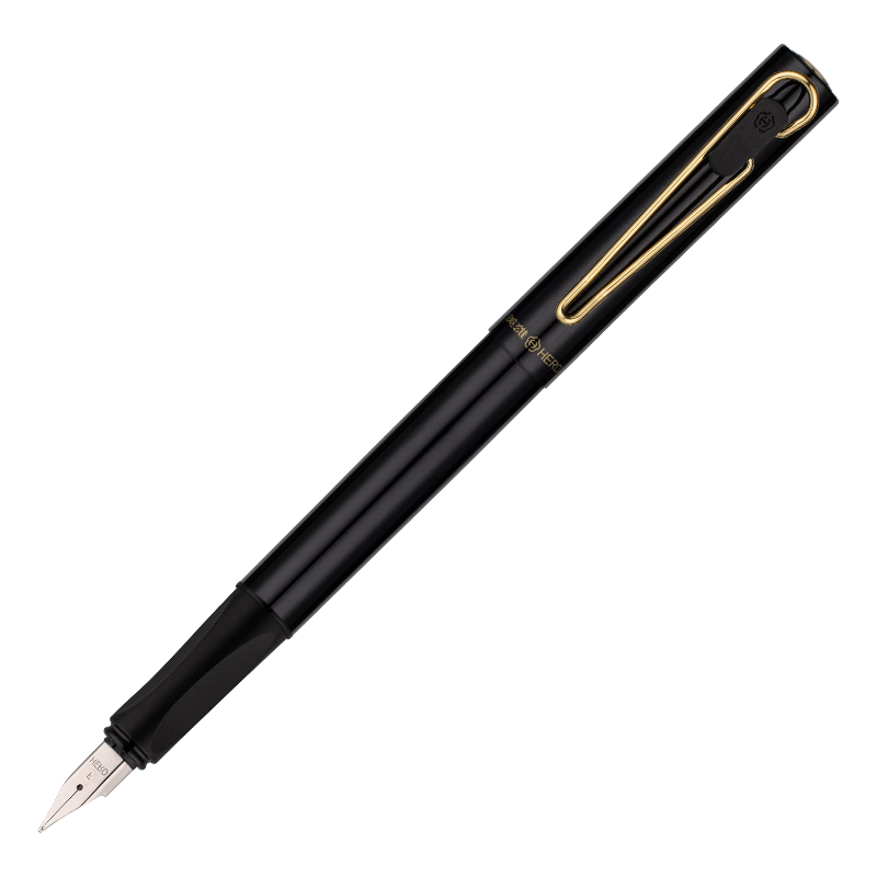 HERO Fountain Pen E501, Iridium Nib, Ergonomic Design, Stylish Business Office Daily Writing Student Handwriting Practice Ink Pen, EF Nib, Black Glossy Finish