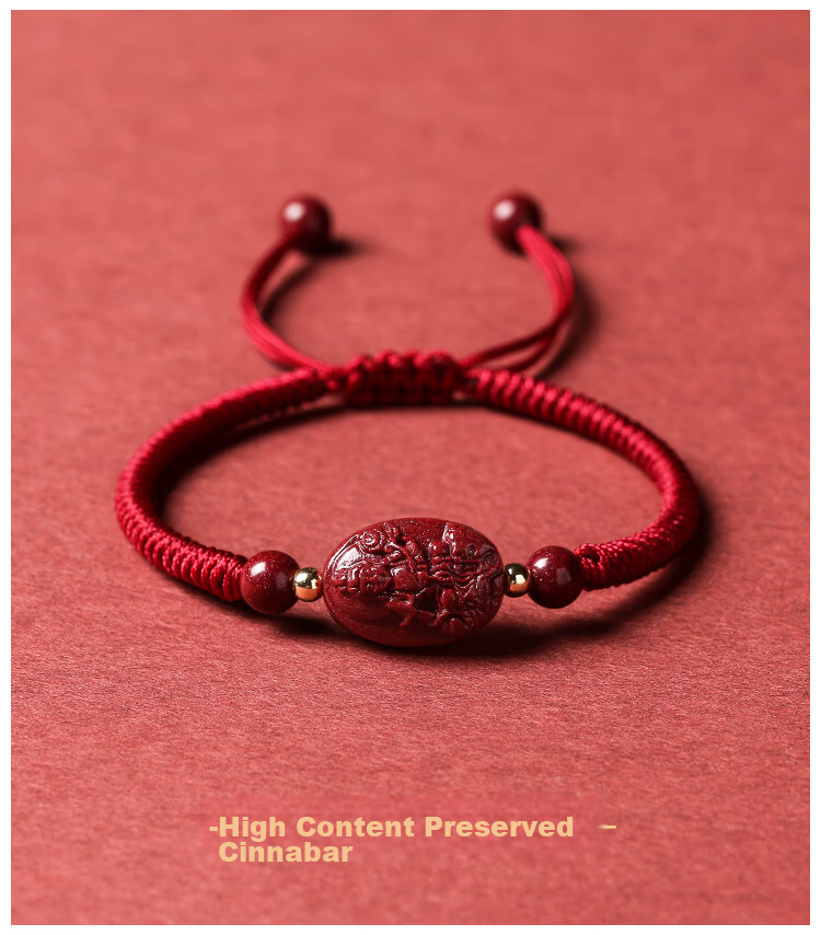 Shichuanbaishi Cinnabar Bracelet, 2026 Year of The Horse Zodiac Year, Red String Bracelet for Good Luck, Mingwang Zodiac Buddha Amulet, Available in Men's And Women's Styles 16