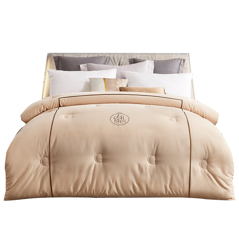 Canasin A-Class Brushed Comforter, All-Season Duvet, 60-Count Pure Cotton, Spring And Autumn Fiber Filling, 5.6 Lbs, 220*240cm [Champagne]