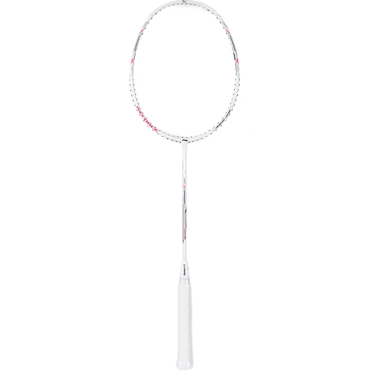 Li-Ning Badminton Racket, Thunder Mini Steel Cannon, Ultra-Light High-Power White Full Carbon Offensive Type Racket, Single Racket, 5U Unstrung