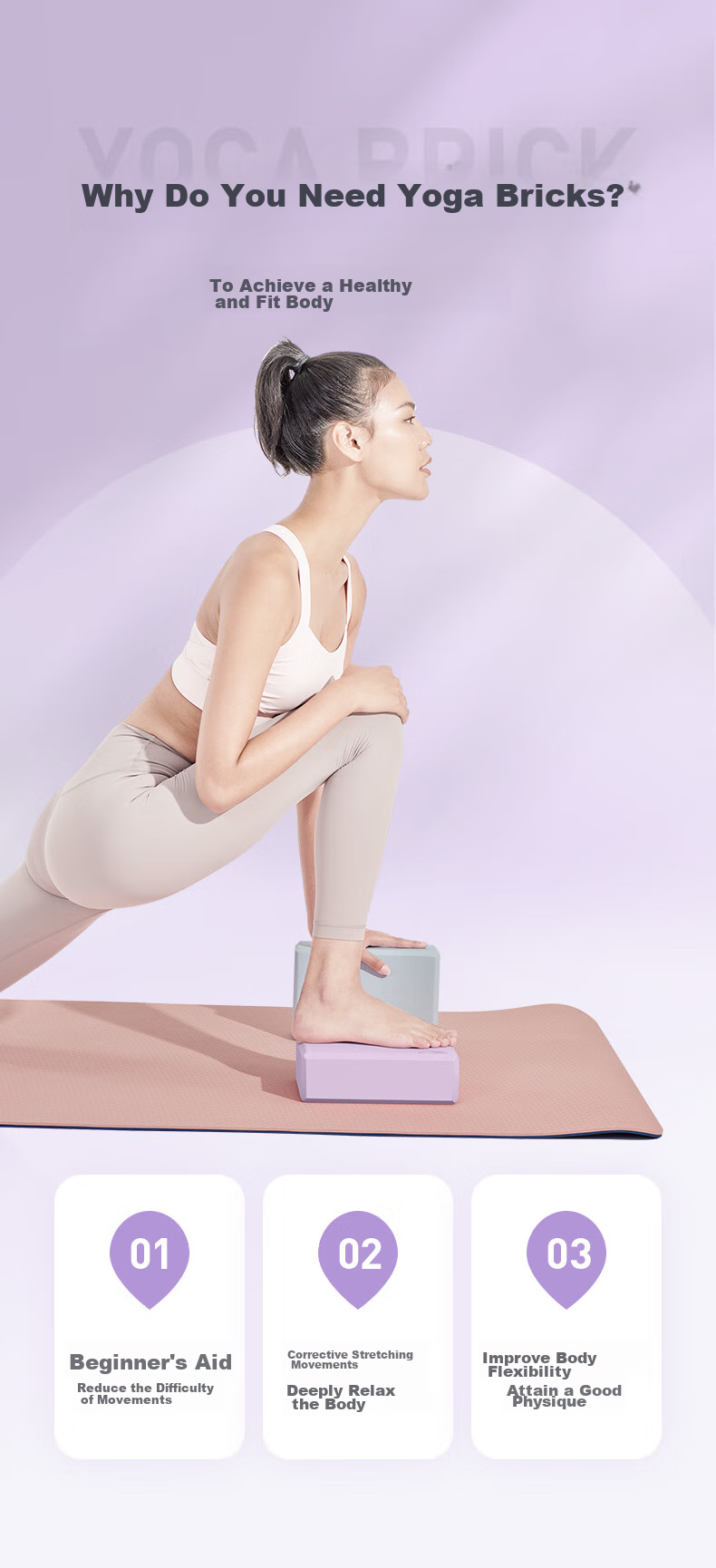 Li-Ning Yoga Blocks, Adult Foam Blocks for Fitness, Dance Practice, And Yoga, Non-Slip High-Density, 2-Pack 2
