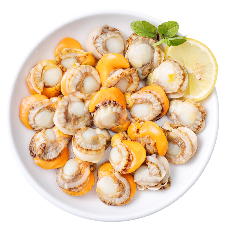初鲜大号冷冻带黄扇贝肉400g30-50粒 烧烤火锅食材 海鲜贝类 送礼