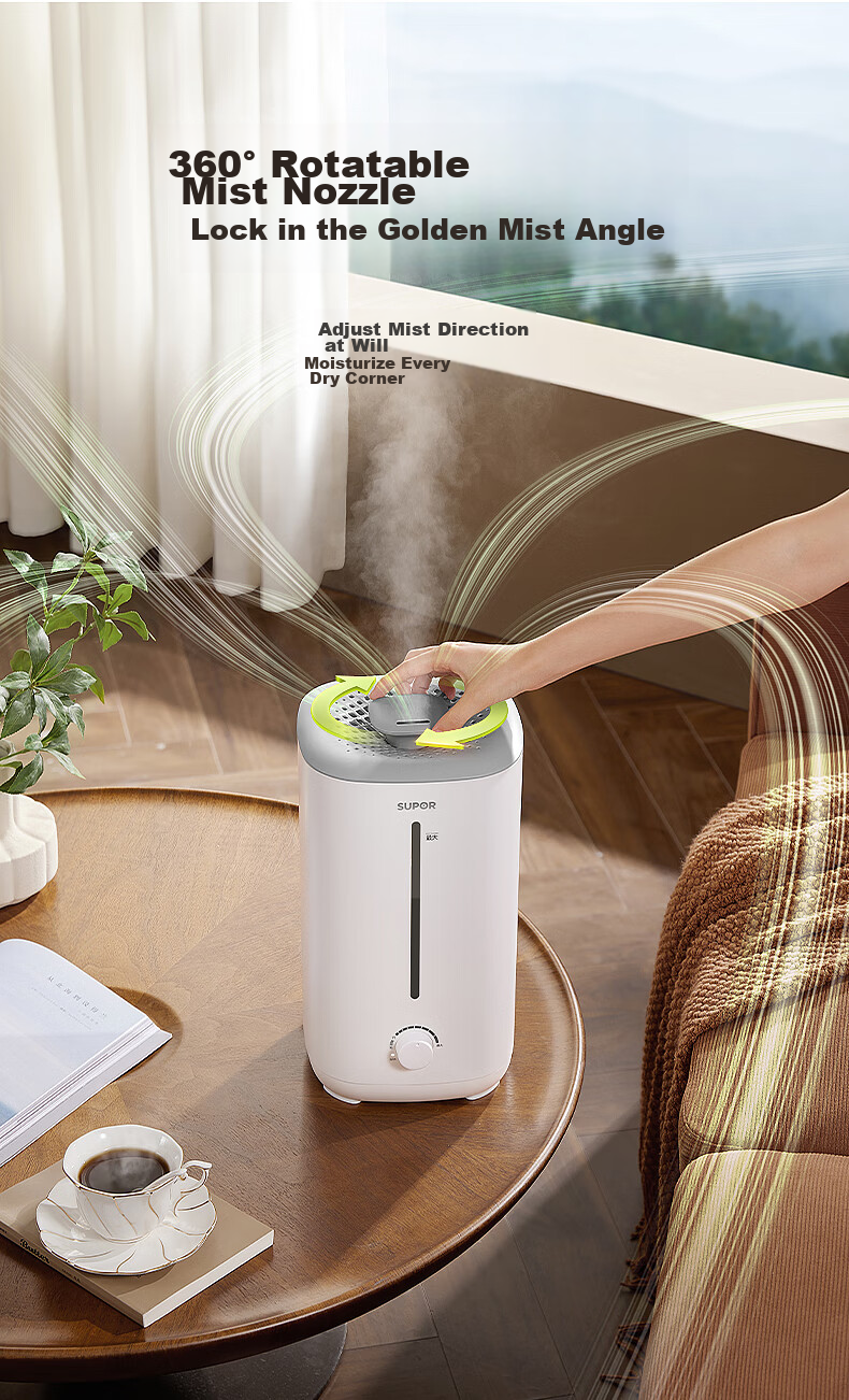 SUPOR Humidifier for Bedroom, Home Use, Infant, Office Desk, Dormitory, Evaporative Mist Maker, Small Air Purifier EHTW-22A for Relieving Dry Throat, Nasal Congestion, Rhinitis, And Allergies 10