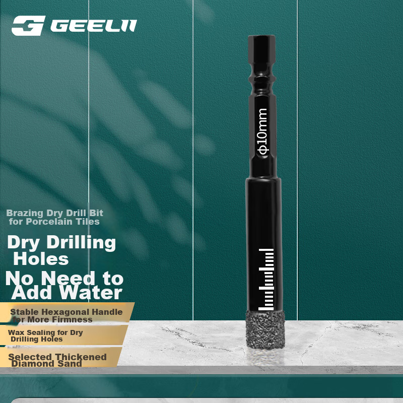 GeeLii Ceramic Tile Hole Cutter, Glass Vitrified Tile Marble Dry Drilling Bit 10mm 59102