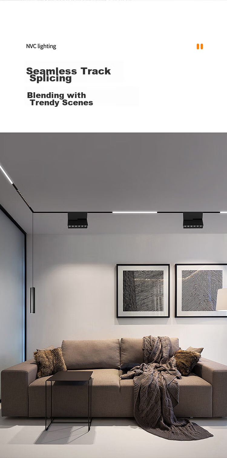 NVC Ultra-Thin Surface-Mounted Magnetic Track Light, LED Spotlight, Whole-House Lighting without Main Lights, Line Light [1.5-Meter Track] 8