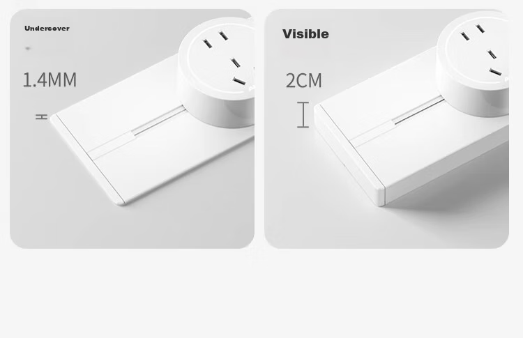 Aokesi Embedded Track Socket, Mobile Rail Power Strip for Home Kitchen Use, Sliding Concealed Track Socket Switch, 60cm Track + 4 Five-Hole White Sockets 3