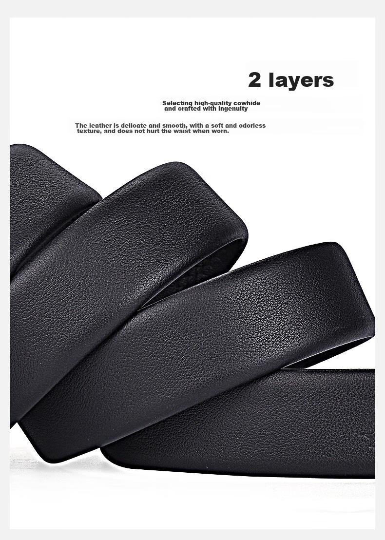 Hush Puppies Men's Genuine Leather Belt Casual Business Automatic Buckle Birthday Gift for Boyfriend and Father 5