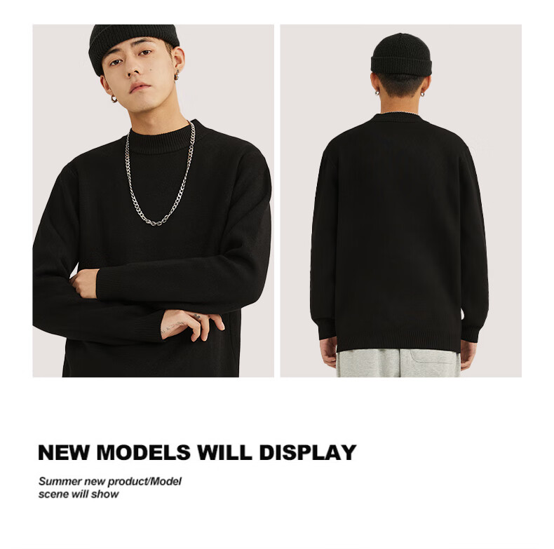 JEANSWEST LIFE Men's Knit Sweater, Autumn And Winter Thick Warm Sweater, Solid Color Simple Style, Student Semi-Turtleneck, Thermal Inner Layer, Trendy 10