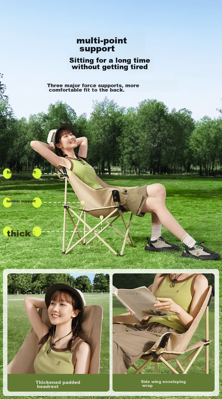JD Original Outdoor Folding Chair, Portable Folding Moon Chair, Camping Chair, Folding Stool, Beach Chair, Fishing Chair, Extra Large Model 6