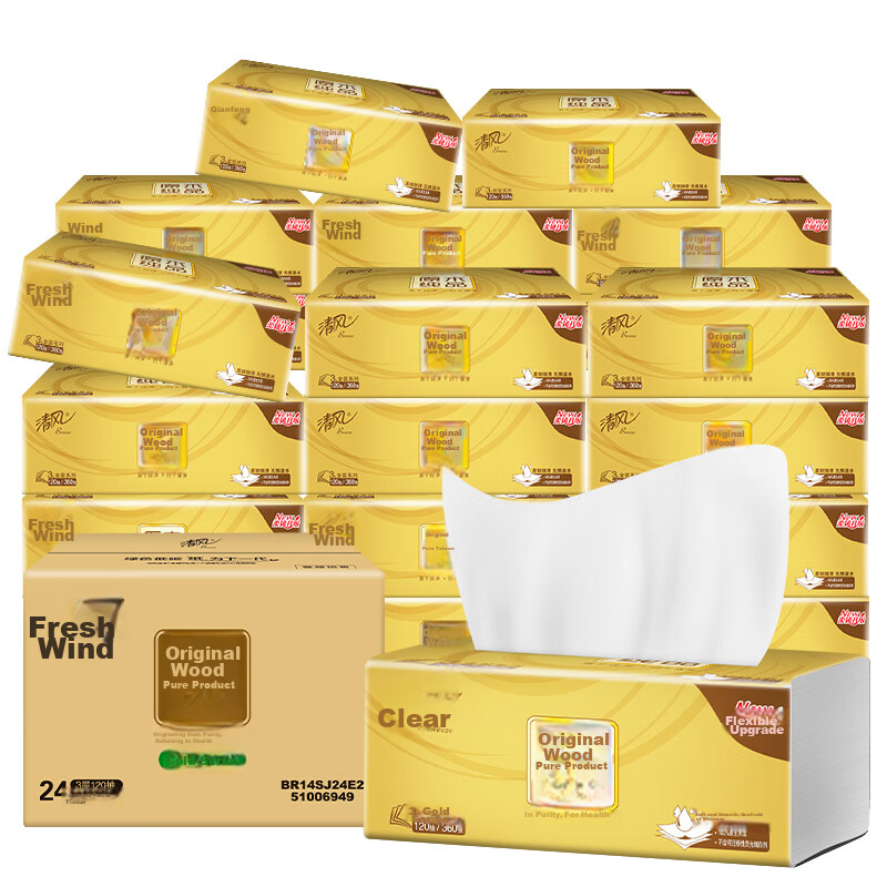 APP Facial Tissues, Thick And Soft 4-Ply 90 Sheets 24 Packs M Size, Toilet Paper Tissues for Home Use, Napkins, Whole Box Packaging