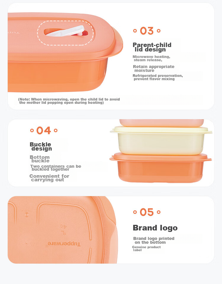 Tupperware Rectangular Lunch Box 1L Microwaveable Portable Sealed Bento Box for Students and Office Workers Macaron Blue 12