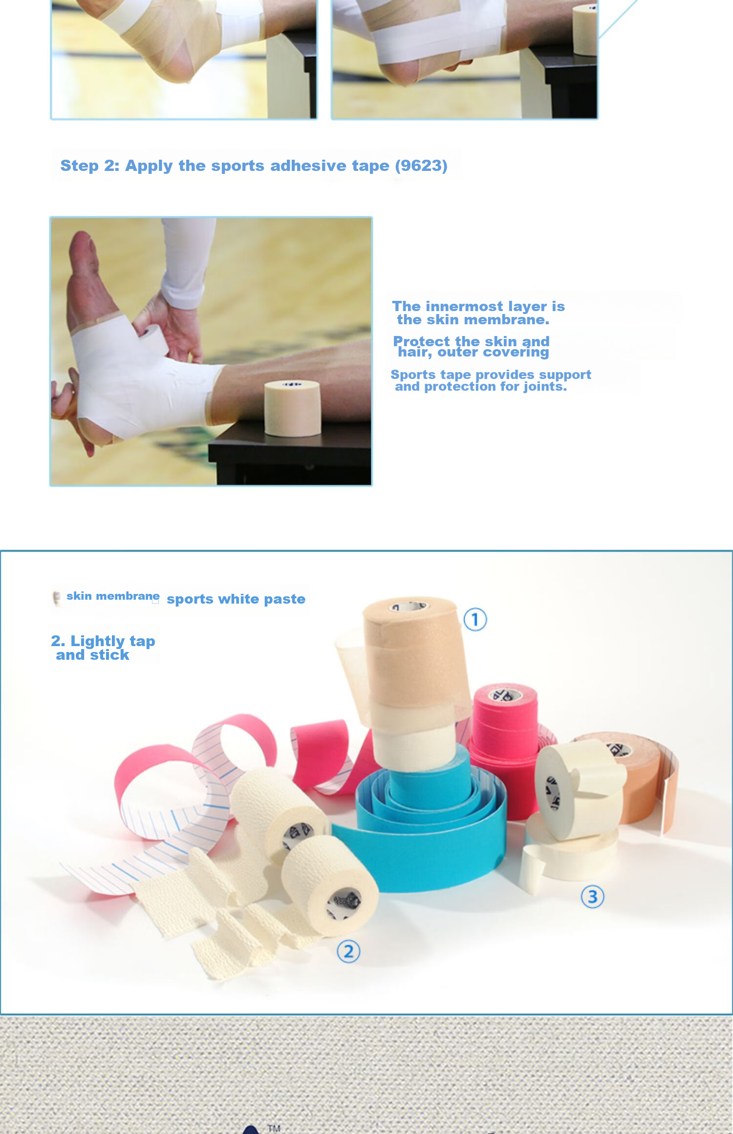 AQ Self-Adhesive Elastic White Tape for Sports Injury Protection, Easy-To Serrated Bandage for Finger Fixation, 9622S 23