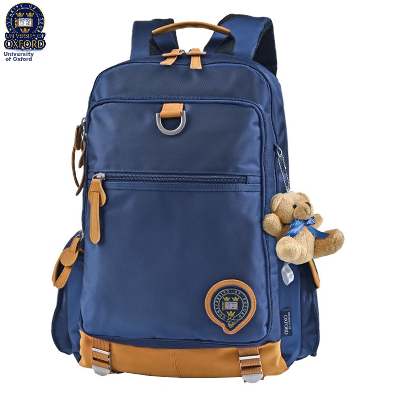 OXFORD Oxford University Backpack for Elementary School Boys, Back-To Gift for Children, Large Opening Lightweight Casual Double Shoulder Bag for Grades 4-6, Fashionable British Style X419-1 (Dark Blue)