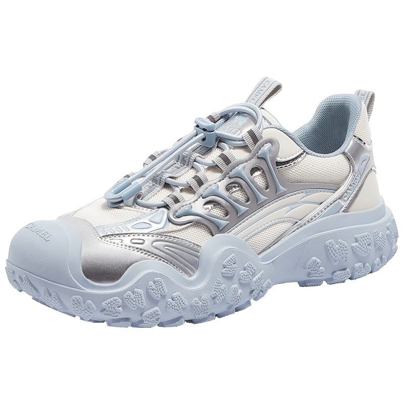 CAMEL [Wang Junkai's Choice] Women's Hiking Shoes, Mechanical Outdoor Ugly-Cute Shoes, L25M202007, Beige/silver/blue, Size 40