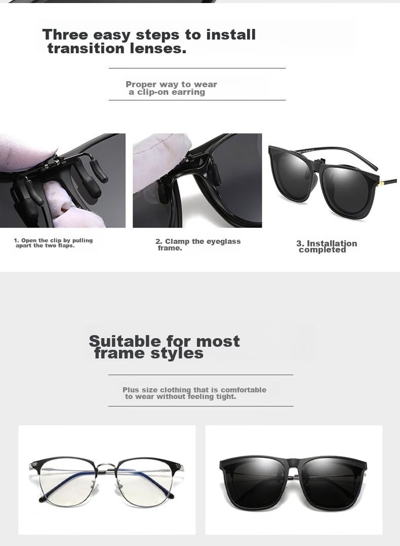 Baixiaoshe Myopia-Resistant GM Sunglasses Clip-Ons, 1 Pair [Sunglasses], Day And Night Use, Unisex for Driving 7