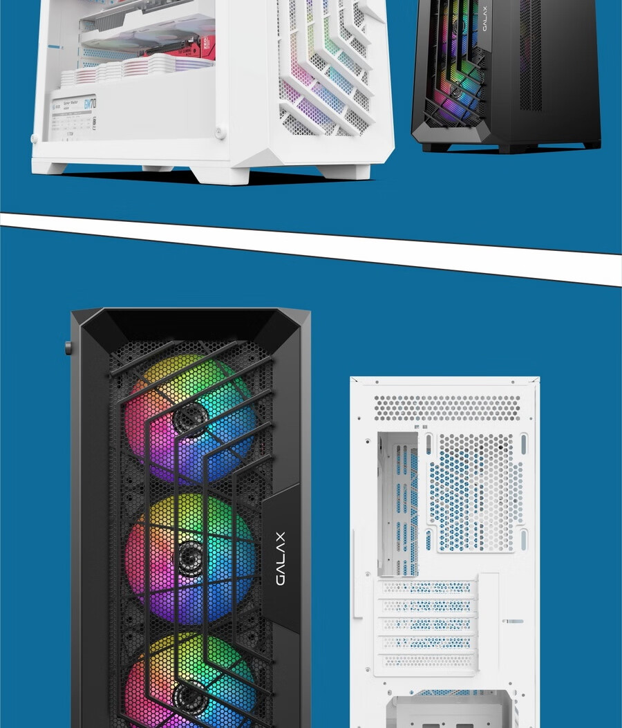 GALAX Voyager Gaming Office Desktop Computer Case (M-ATX Motherboard/Full Mesh Panel/Supports 360mm Water Cooling/Compatible with Long Graphics Cards/11 Fan Slots) 17