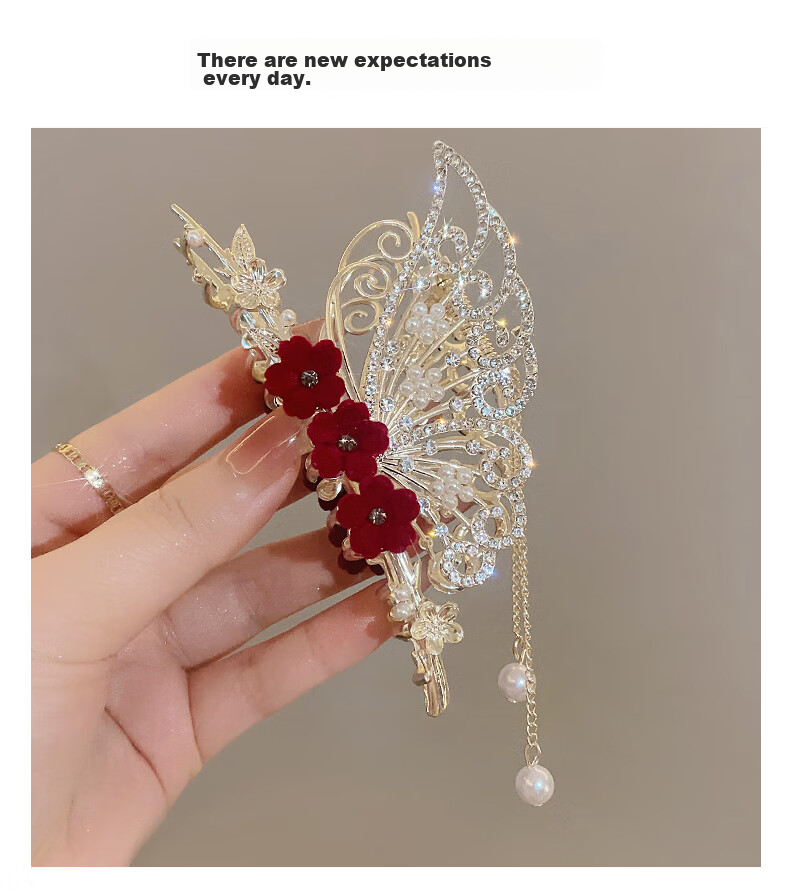 Gunai Elegant Butterfly Hair Clip, Claw Clip, Hair Accessory, Updo Shark Clip, Goddess Festival And New Year Gift for Girlfriend 13