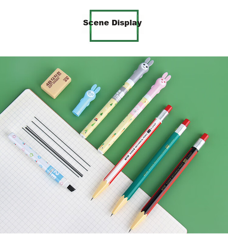 Genvana [Automatic Pencil] Comic Drawing Activity, Student Exam Drawing, 0.5MM Yinglang 2B Iron Clip 4 Colors (4-Pack) G-2252 7