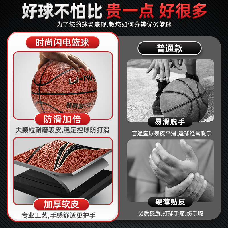 Li-Ning Basketball Size 6 for Women, Indoor And Outdoor Non-Slip Wear-Resistant CBA Match Training Middle School Exam Youth Size 6 Basketball Gift