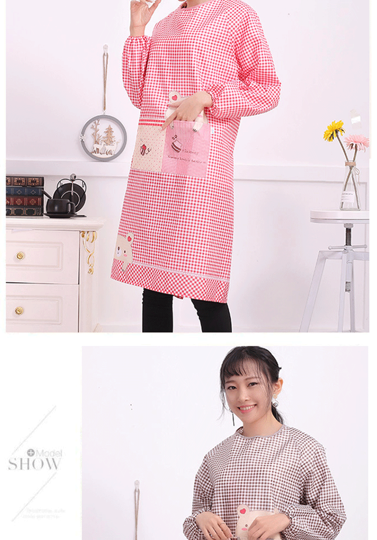 MISHIGUANG Oil-Resistant Long-Sleeve Apron, Adult Kitchen Apron, Hand-Wiping, Fashionable Household Apron for Men And Women, Long Sleeves 4