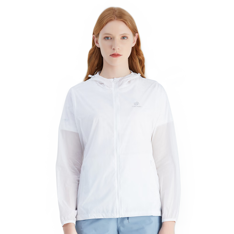 TECTOP Breathable Skin Coat, Water-Repellent Quick-Dry Windbreaker, Women's White S Size