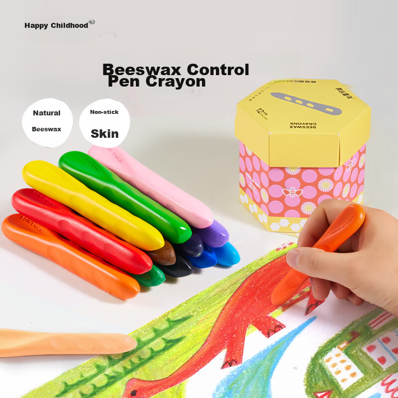 Meiletongnian [Bestseller], 12-Color Bee Wax Crayons, Non-Staining, Non-Toxic, Specially Designed for Children And Elementary School Students, Washable Drawing Pencils, Oil Pastels, Colorful Sticks, Art Education Tools