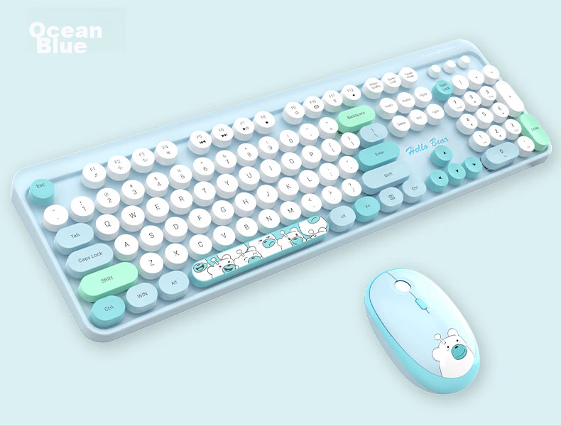 GEEZER Zero Wireless Retro Punk Keyboard And Mouse Set, Office Keyboard And Mouse Set, Mouse, Computer Keyboard, Laptop Keyboard, Beige 15