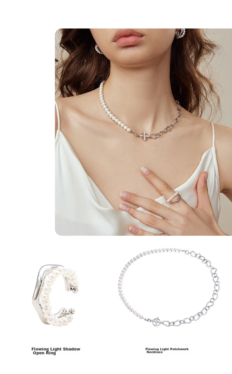 Arsis Flowing Light Spliced Necklace for Women, Original Design with Beaded Pearls, Fashionable Collarbone Chain, Gift for Girlfriend on Birthday 9