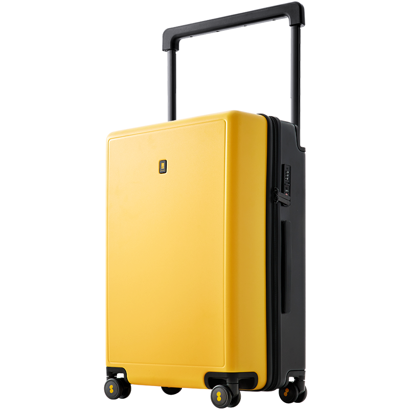 LEVEL8 Suitcase for Men And Women with Password Lock And Spinner Wheels, Large Traveler 24-Inch Wide Trolley PC Case, Black And Yellow Color Combinatio
