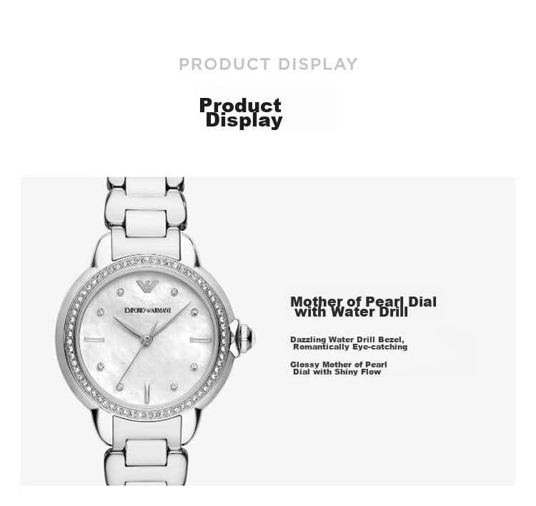 EMPORIO ARMANI Women's Watch, White Moonlight Series, Elegant Mother-Of Quartz Watch, Birthday Gift for Girlfriend, AR11596 5