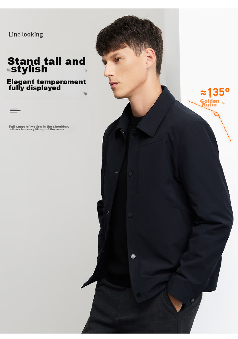 DANCING WOLVES [Delicate Lining] Workwear-Style Lapel Jacket, Autumn And Winter, Easy-Care Business Style, Commuter Men's Jacket 3