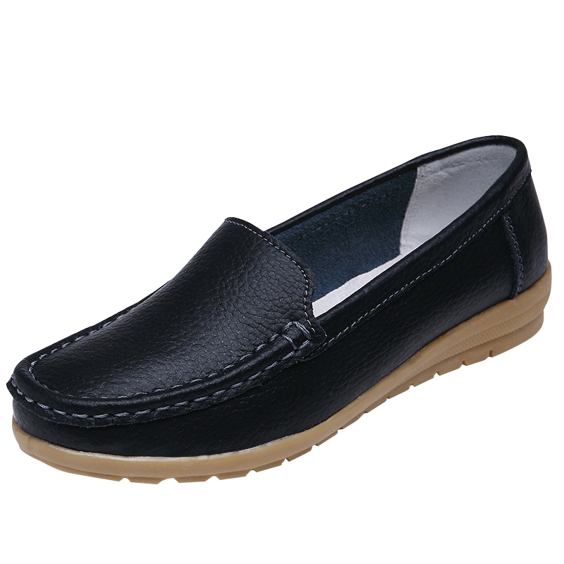 CARTELO Women's Shoes, Mom Shoes, Fashionable Nurse Leather Shoes, Soft-Soled Comfortable Flats, Women's Shoes, 1443 Black, Size 36