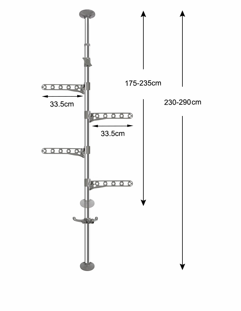 Baoyouni Floor-Standing Clothes Drying Rack, Extendable Stainless Steel Rotating Hanger Stand for Balcony 20