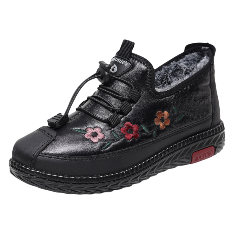 Ankang Mom Shoes, Winter Cotton Shoes for Women, Fleece-Lined for Warmth, Elderly Shoes for Middle-Aged And Elderly, Soft-Soled Thick Slippers for Grandmothers, AK78925, Black, Size 42