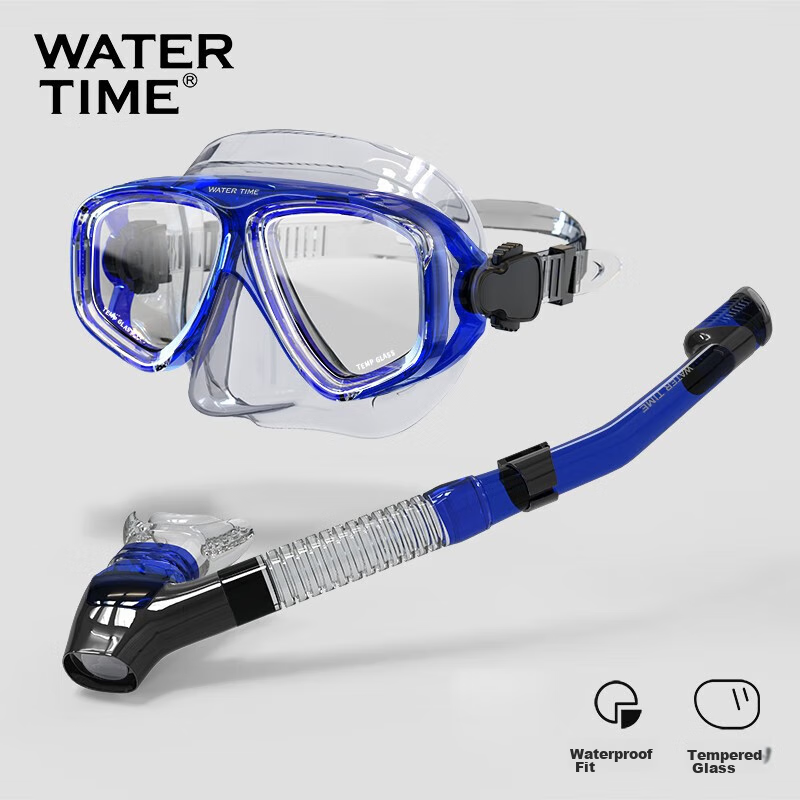 WATERTIME / Shuichuan Diving Equipment Set Including Scuba Mask, Full Dry Snorkel, Underwater Respirator, And Swimming Goggles
