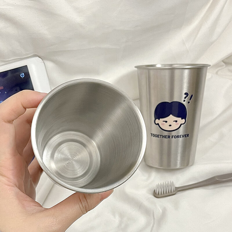 Fanyejia Stainless Steel Mouthwash Cups, Set of 2, Couple's Stylish Toiletry Cups, Student Dormitory And Home Use, Children's Toothbrush Cups, Bathroom Cups 3