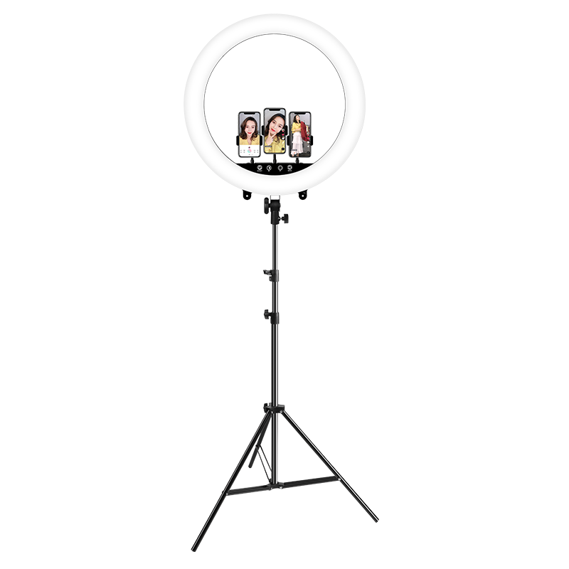 Hakutatz 55cm Live Streaming Fill Light, Beauty Enhancing, Skin Softening, Face Slimming LED Ring Light, TikTok Influencer Photography Lighting Equipment, Floor-Standing, Professional Photography Use
