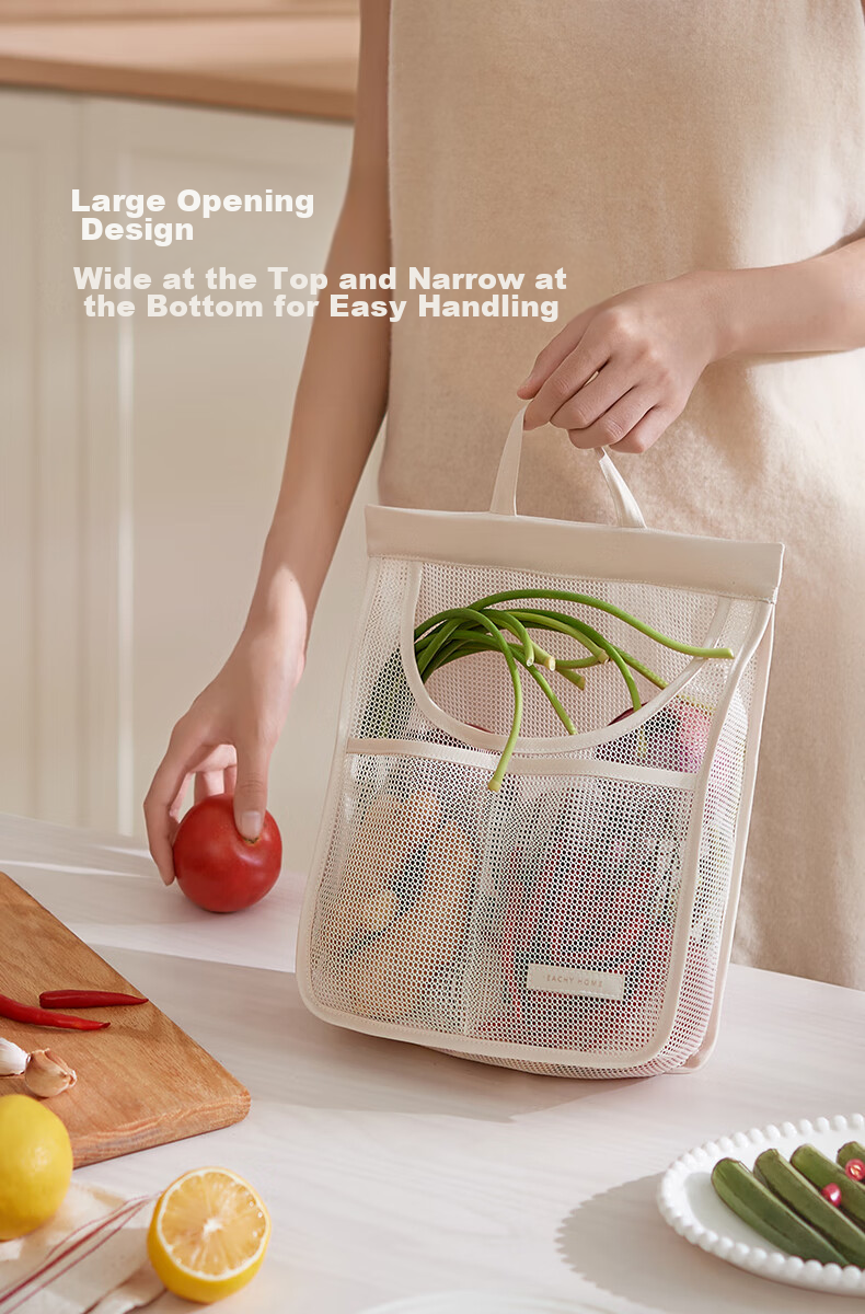 EACHY Onion, Ginger And Garlic Storage Bag Hanging Mesh Pocket Wall-Mounted Kitchen Vegetable Breathable Multifunctional Storage Bag Small Size 12