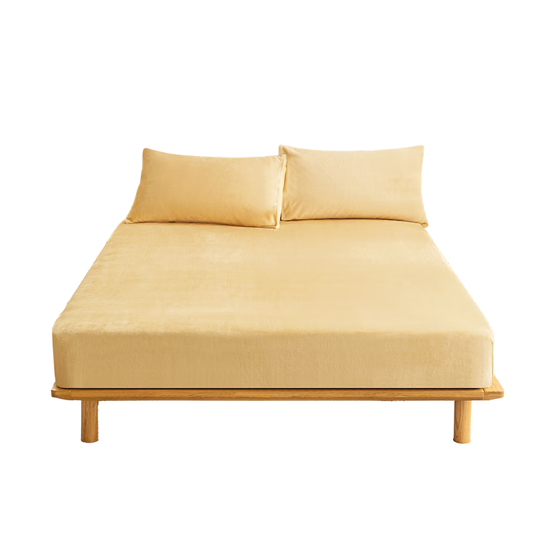 JD Original 220g Thickened Milk Velvet Fitted Sheet, Non-Static A-Class Autumn And Winter Bed Cover Mattress Protector, for 1.5-Meter Bed, Warm Apricot Color
