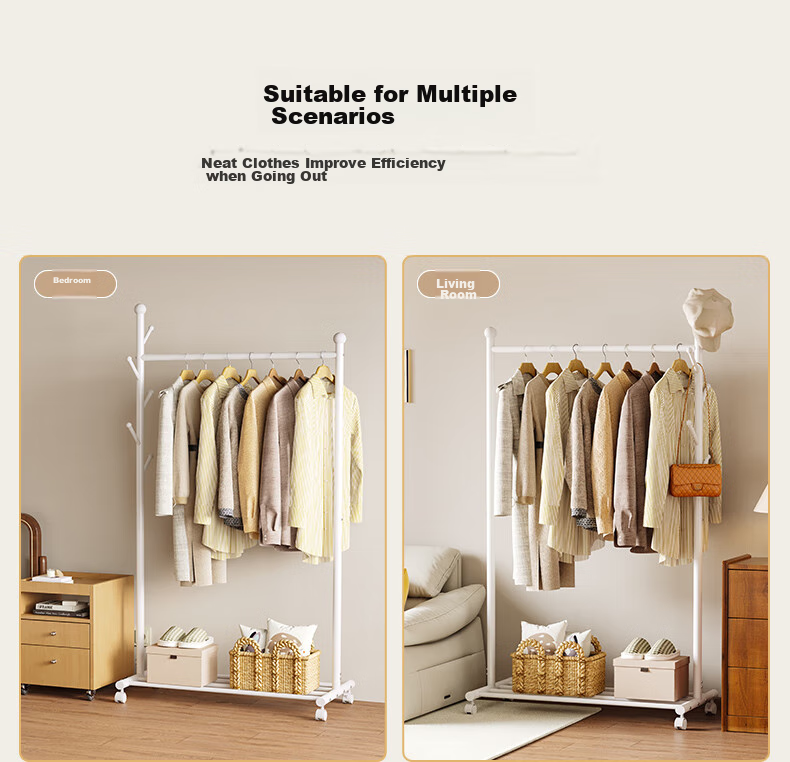 QIAONAMEI Clothes Drying Rack, Floor-Standing Hanger, Bedroom Balcony Drying Pole, Dormitory Clothes Hanger, Quilt And Clothing Drying Rack, 2266 10