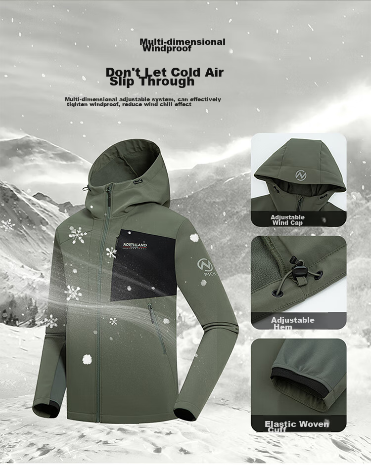 NORTHLAND [Baihulin] Outdoor Men's Windproof And Water-Resistant Soft Shell Jacket for Hiking And Mountaineering, Triple Protection Oil-Proof And Stain-Resistant Coat 6