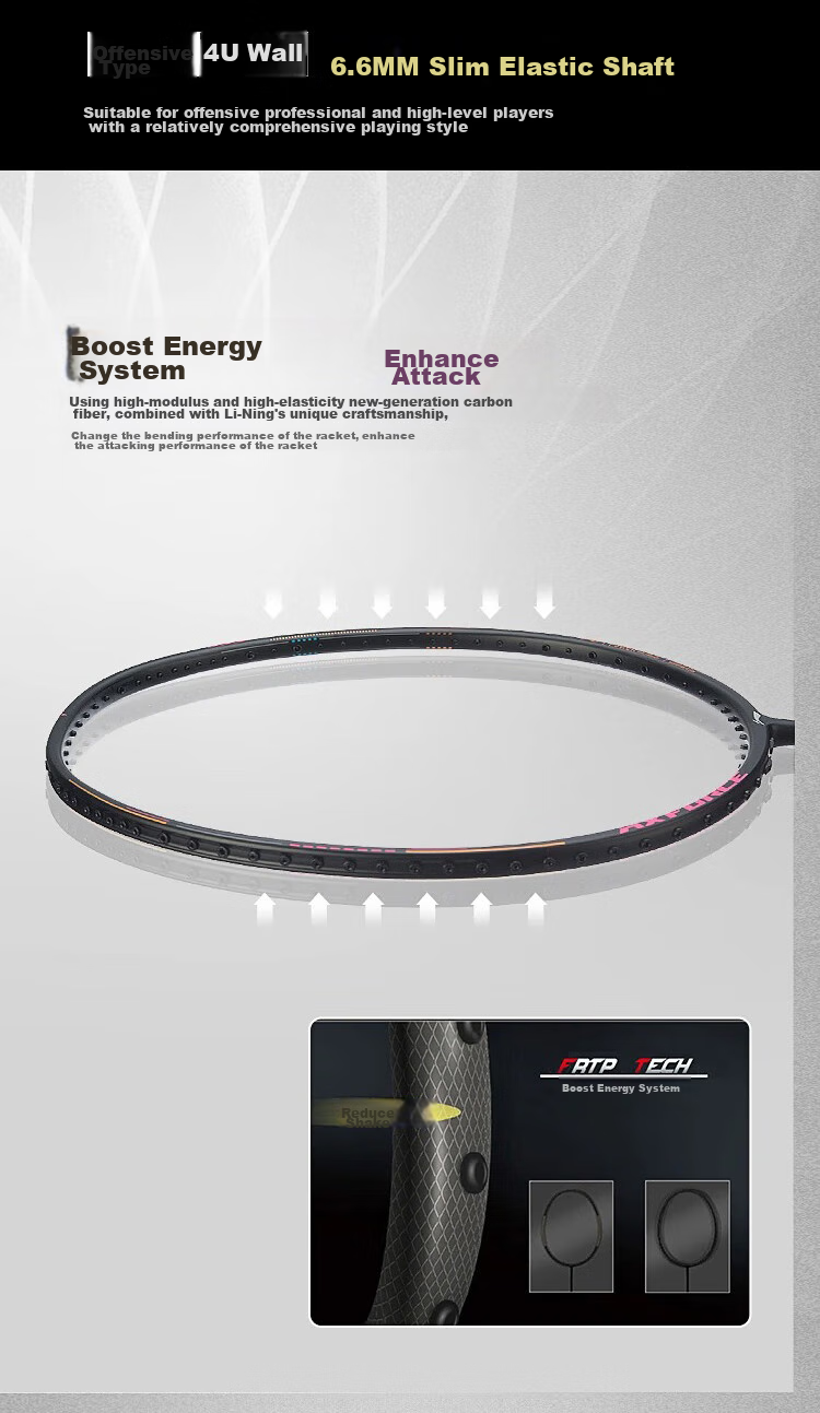 Li-Ning Badminton Racket, Chen Long's Signature Model, Full Carbon Single Racket, Thunder 80 Professional Competition-Level Racket, 4U Unstrung Racket 2