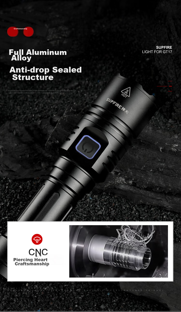 SupFire GT17 High-Intensity Flashlight, Bright Long-Range LED Light, Rechargeable Mini Portable Household Outdoor Emergency Light 14