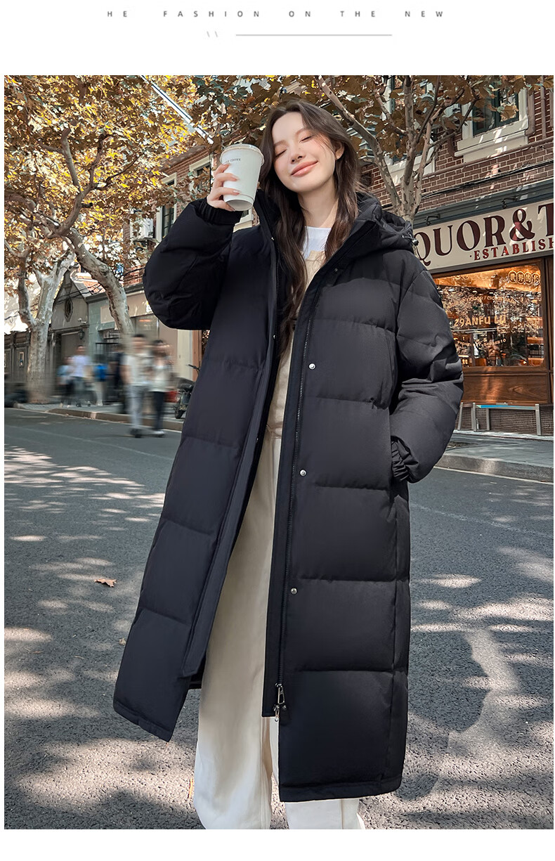 Yalu Solid Color Long down Coat for Women, Winter 2026 New Style, Loose-Fitting Over-Knee Thickened Warm Couple's Mid-Length Coat for Outdoor Activities 25