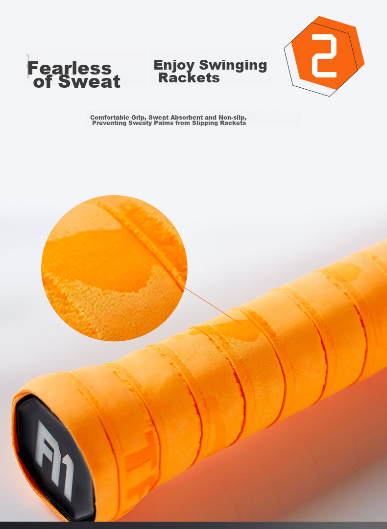Taan Badminton Racket Grip Tape, Matte Anti-Slip Sweat-Absorbing Handle Tape with Q10, Three-Pack (White/orange/gray) 6