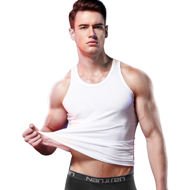 Nanjiren Men's Vest, Pure Cotton, High Elasticity, Sweat-Absorbing, Breathable, Sleeveless Sports Tank Top, Undershirt