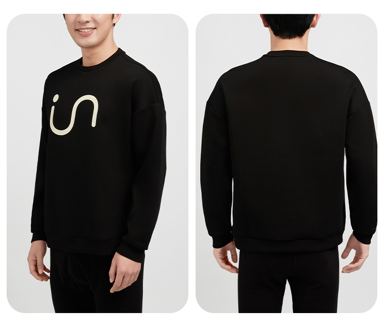 Yiershuang Couples Homewear Crew Neck Air Layer Printed Sweatshirt Cotton Matching Casual Sports Pullover Unisex Pajamas 23