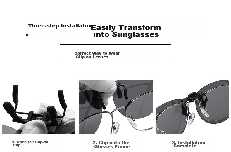 Angelamiao Sunglasses Clip for Men, Ultra-Light Driving UV Protection Polarized Clip-On Sunglasses for Women, Can Be Used with Prescription Glasses 9