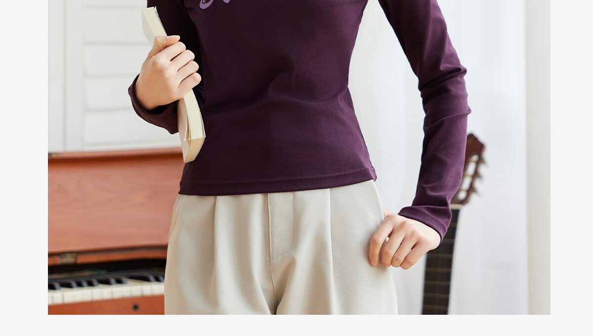 Halo Queen Long-Sleeve T-Shirt for Women, Wilderness Maillard Style Spring And Autumn Raglan Sleeve Rabbit Base Shirt Casual New Product H143T2017 2